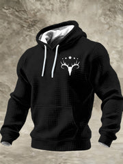 Men's Vintage Western Printed Checkered Cotton Hoodie