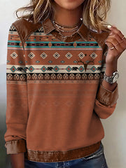 Women's Casual Aztec Patchwork Sweatshirt
