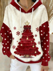 Women's Christmas Tree Art Flannel Hoodie