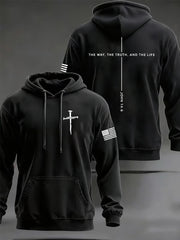 Men's Jesus The Way The Truth The Life John 14:6 Christian Cross Hooded Sweatshirt