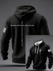 Men's Jesus The Way The Truth The Life Cross Checkered Cotton Hoodie