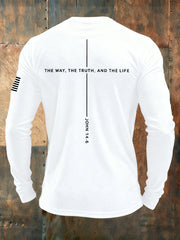 Men's Jesus The Way The Truth The Life John 14:6 Christian Cross Long Sleeve T-shirt