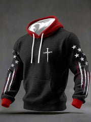 Men's Faith Cross Checkered Cotton Hoodie