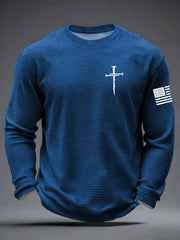 Men's Jesus The Way The Truth The Life Cross Waffle Long Sleeve T-Shirt