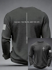 Men's Jesus The Way The Truth The Life Cross Waffle Long Sleeve T-Shirt