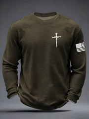 Men's Jesus The Way The Truth The Life Cross Waffle Long Sleeve T-Shirt
