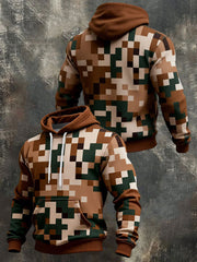 Men's Geometric Patterns Print Hoodie with Pocket