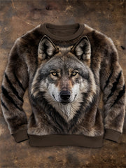 Men's Western Wolf Flannel Hoodie