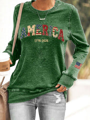 Women's America 1776-2026 Patchwork Pattern Sweatshirt