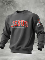 Men's Casual Christian Faith Cross Printed Sweatshirt