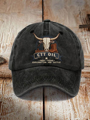 Unisex Retro CTT Oil Exploration & Cattle Print Hat