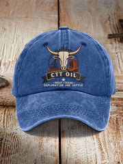 Unisex Retro CTT Oil Exploration & Cattle Print Hat
