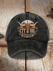 Unisex Retro CTT Oil Exploration & Cattle Print Hat