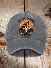 Unisex Retro CTT Oil Exploration & Cattle Print Hat