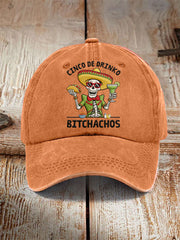 Unisex Funny Cinco De Mayo Bitchachos Skull Print Hat