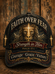 Unisex Christian Faith Over Fear Cross Print Hat