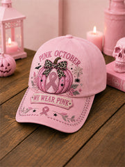 "In October We Wear Pink" Breast Cancer Awareness Halloween Casual Unisex Hat