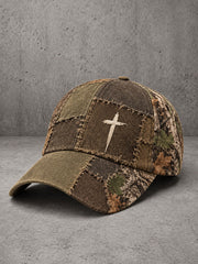 Unisex Christian Cross Pattern Patchwork Art Hat