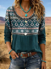 Women's Western Vintage Art Print Classic  Top