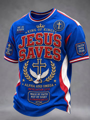 Men's Christian Cross O-neck Short Sleeve T-shirt