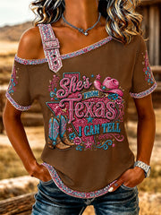 Women's She's From Texas I Can Tell Print Casual Tee