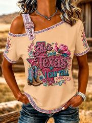 Women's She's From Texas I Can Tell Print Casual Tee