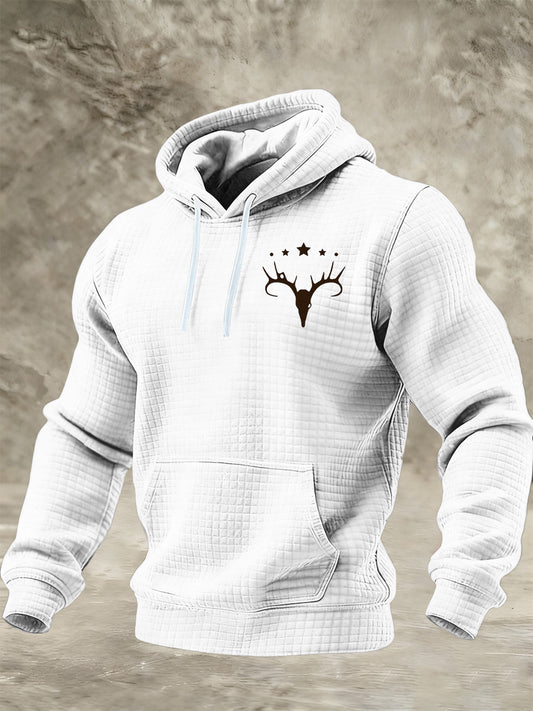 Men's Vintage Western Printed Checkered Cotton Hoodie