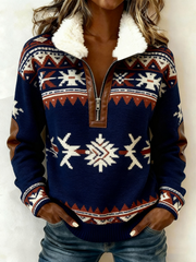 Women's Vintage Western Printed Casual Composite Fleece Hoodie