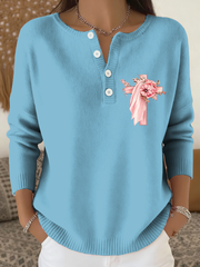 Women's Casual Faith Button Knitted Top