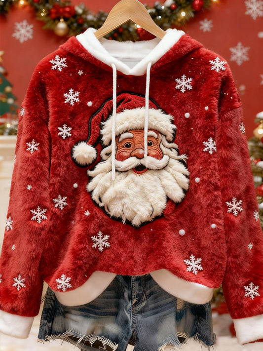 Women's Santa Claus Print Casual Hoodie