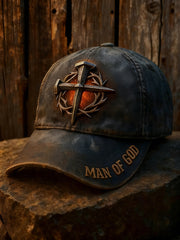 Unisex Man Of God Cross Print Hat