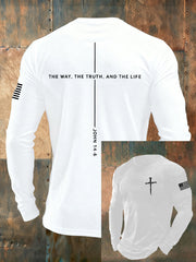 Men's Jesus The Way The Truth The Life John 14:6 Christian Cross Long Sleeve  T-shirt