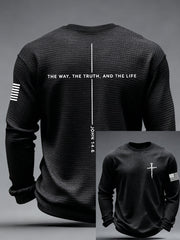 Men's Jesus The Way The Truth The Life Cross  Waffle Long Sleeve T-Shirt