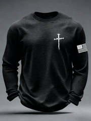 Men's Jesus The Way The Truth The Life Cross  Waffle Long Sleeve T-Shirt