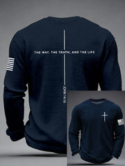 Men's Jesus The Way The Truth The Life Cross  Waffle Long Sleeve T-Shirt