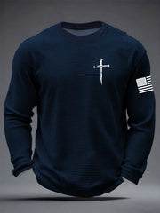 Men's Jesus The Way The Truth The Life Cross  Waffle Long Sleeve T-Shirt