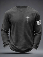 Men's Jesus The Way The Truth The Life Cross  Waffle Long Sleeve T-Shirt