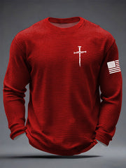 Men's Jesus The Way The Truth The Life Cross  Waffle Long Sleeve T-Shirt