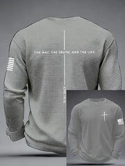 Men's Jesus The Way The Truth The Life Cross  Waffle Long Sleeve T-Shirt