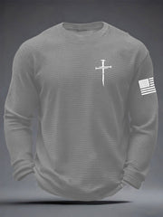 Men's Jesus The Way The Truth The Life Cross  Waffle Long Sleeve T-Shirt