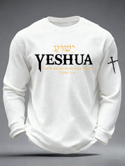 Men's Yeshua Christian The Way The Truth & The Life John 14:6 Cross Waffle Long Sleeve T-Shirt