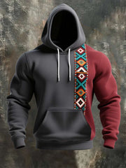 Men's Retro Western Aztec Print Casual Hoodie
