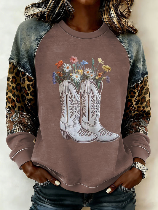 Women's Western raglan sleeve sweatshirt