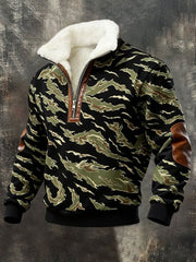 Men's Western Camouflage Plush Stand Collar Shirt