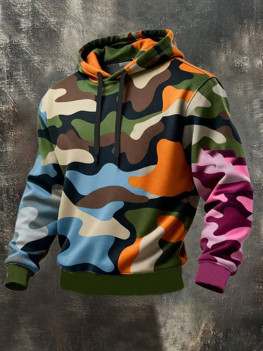 Men's Camouflage Oversized Drop-Shoulder Hoodie With Pockets