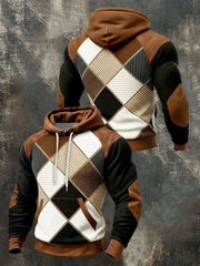 Men's Geometric Patterns Print Hoodie with Pocket