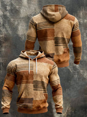 Men's Geometric Patterns Print Hoodie with Pocket