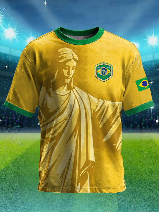 Men's Brazil Soccer Printed T-shirt