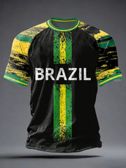 Men's Brazil Football Inspired short sleeve t-shirt