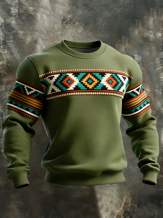 Men's Retro Western Aztec Print Casual Sweatshirt